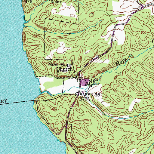 Topographic Map of New Hope School (historical), TN