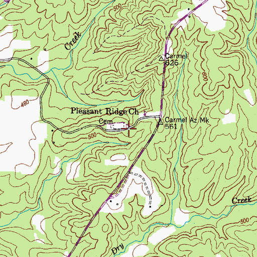 Topographic Map of Pleasant Ridge School (historical), TN