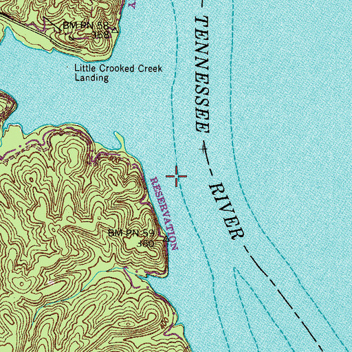Topographic Map of Point Mason Landing (historical), TN