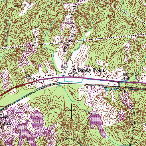 Topographic Map of Sandy Point School (historical), TN