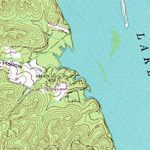 Topographic Map of Sandys Camp Dock, TN
