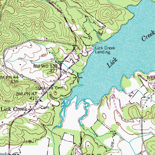 Topographic Map of Snows Camp Dock, TN