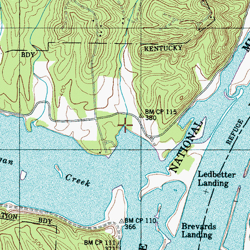 Topographic Map of Sugar Tree Marina, TN