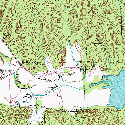 Topographic Map of Sulphur Creek Church (historical), TN