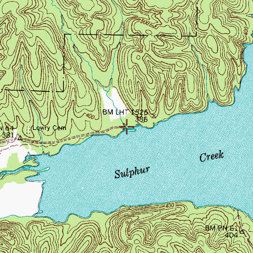Topographic Map of Sulphur Creek Dock, TN