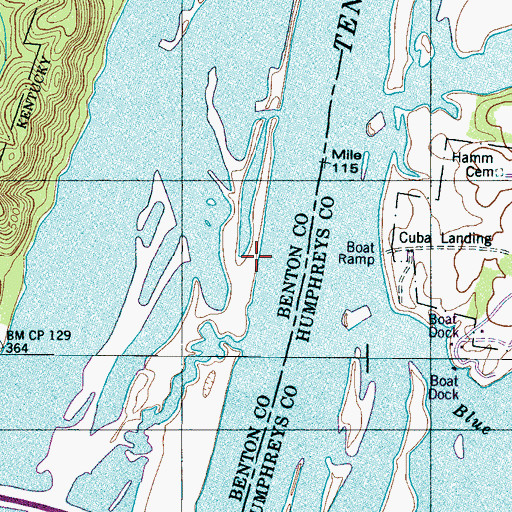 Topographic Map of West Cuba Landing, TN