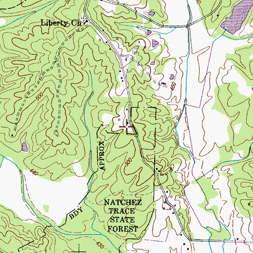 Topographic Map of Whiteoak School (historical), TN