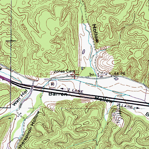 Topographic Map of Barren Hollow School (historical), TN