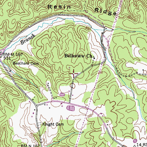 Topographic Map of Belleview School (historical), TN