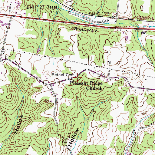Topographic Map of Bethel Church (historical), TN