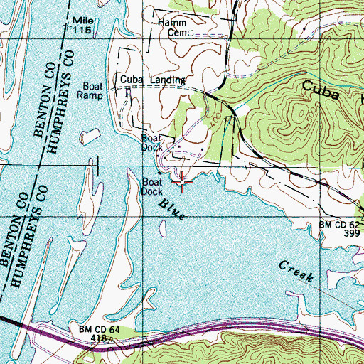 Topographic Map of Cuba Landing Marina, TN