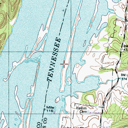 Topographic Map of Dixie Landing, TN