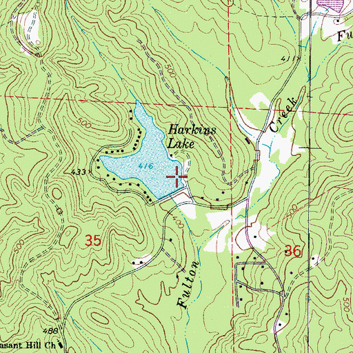 Topographic Map of Harkins Lake Dam, AL