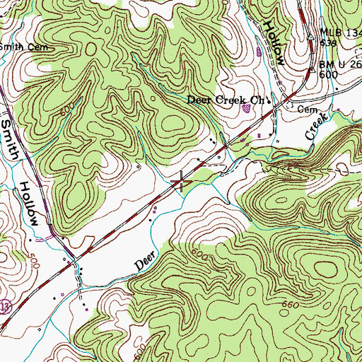 Topographic Map of Gertrude School (historical), TN
