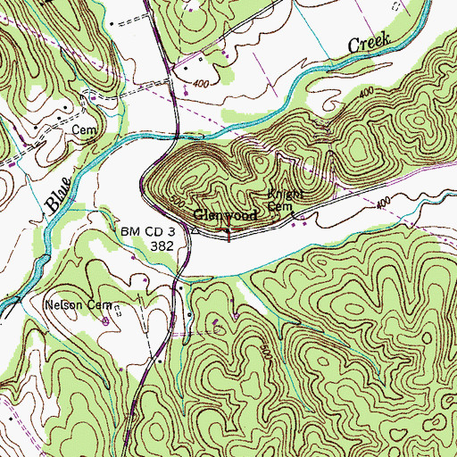 Topographic Map of Glenwood School (historical), TN