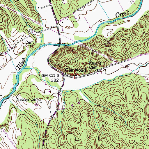 Topographic Map of Glenwood United Methodist Church, TN