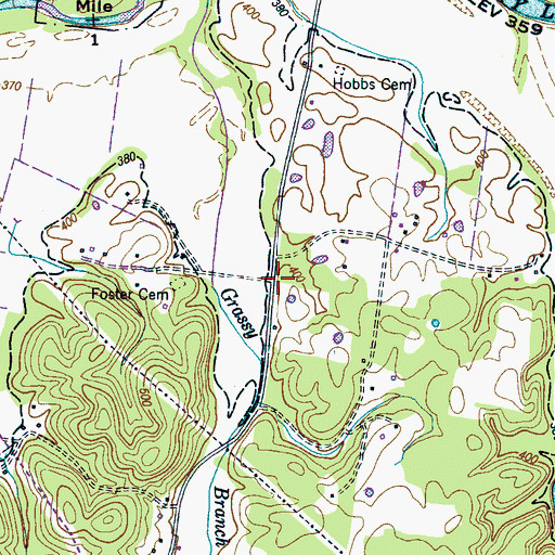 Topographic Map of Grassy Branch School (historical), TN