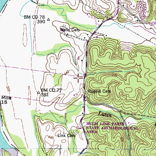 Topographic Map of Gwin Cemetery, TN