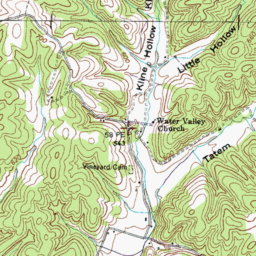 Topographic Map of Harmony School (historical), TN