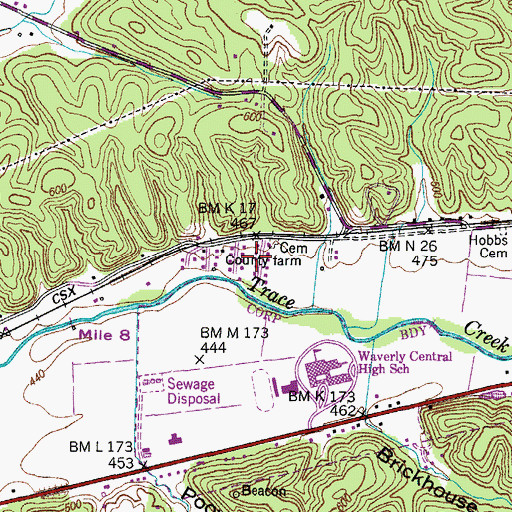 Topographic Map of Humphreys County Farm (historical), TN