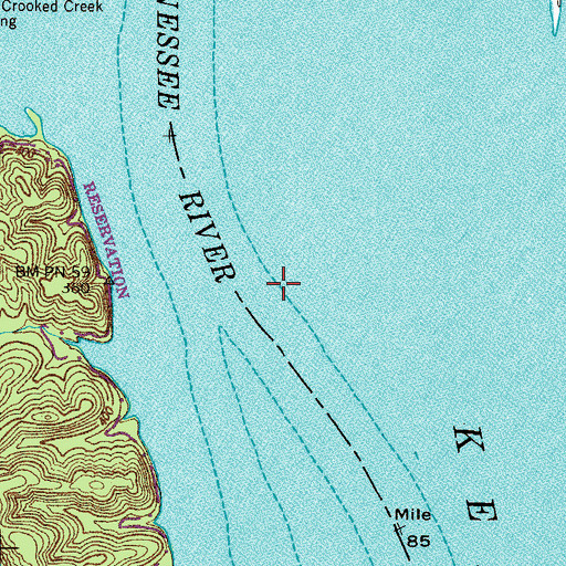 Topographic Map of Lashley Landing (historical), TN