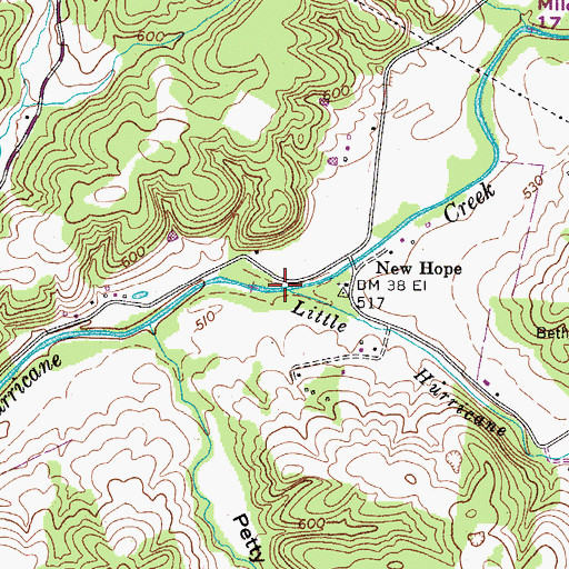 Topographic Map of Macadues Mill (historical), TN