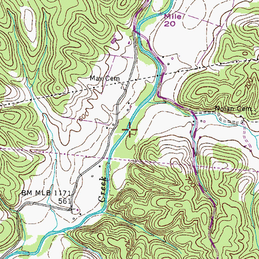 Topographic Map of Mathews Mill (historical), TN