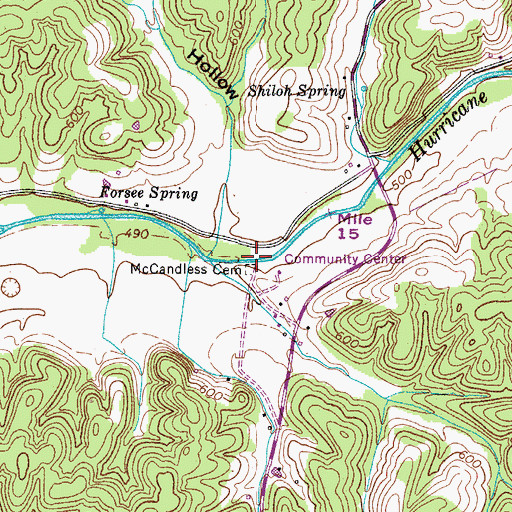 Topographic Map of McCandless Bridge (historical), TN