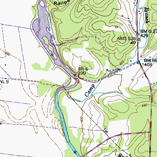 Topographic Map of McCawleys Mill (historical), TN