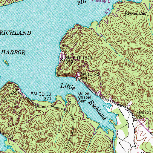 Topographic Map of Nobles Dock, TN