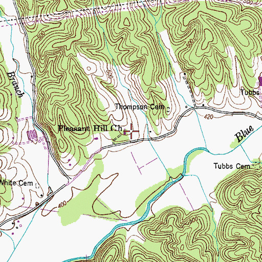 Topographic Map of O'Guinn Cemetery, TN