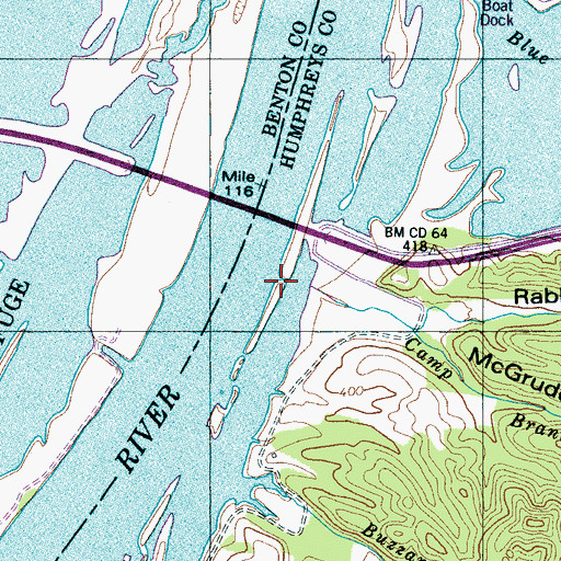 Topographic Map of Piedmont Landing, TN