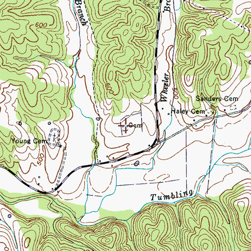 Topographic Map of Rogers Cemetery, TN