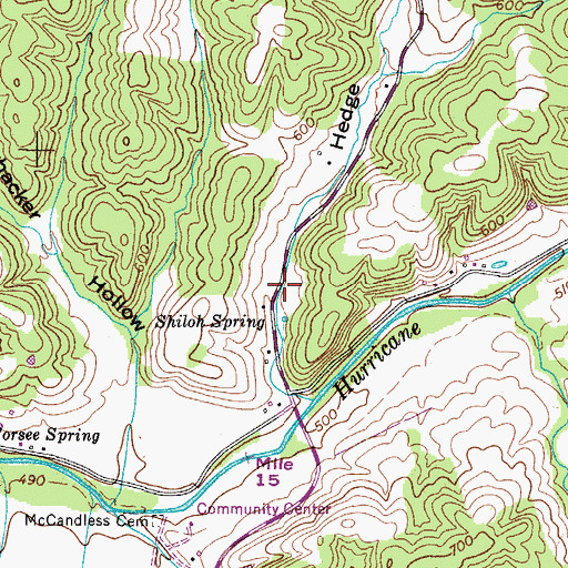 Topographic Map of Shiloh Church (historical), TN