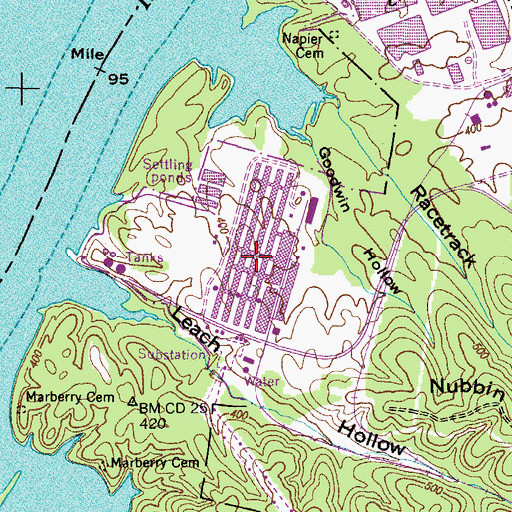 Topographic Map of Trace Creek Industrial Site, TN