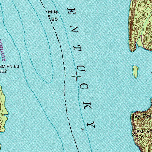 Topographic Map of Turkey Landing (historical), TN