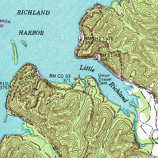 Topographic Map of Union Chapel (historical), TN
