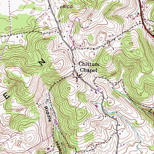 Topographic Map of Bluetop School (historical), TN