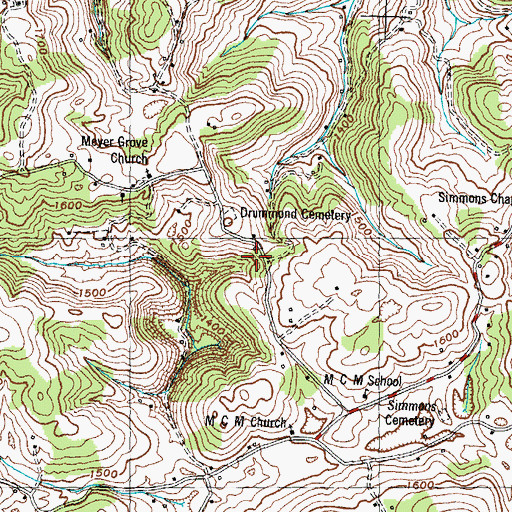 Topographic Map of Bunchs Store (historical), TN