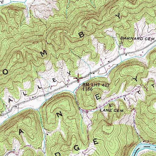 Topographic Map of Caney Valley School (historical), TN