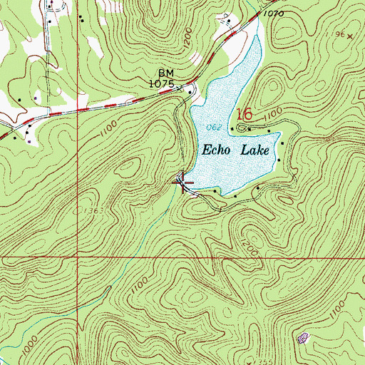 Topographic Map of Echo Lake Dam, AL