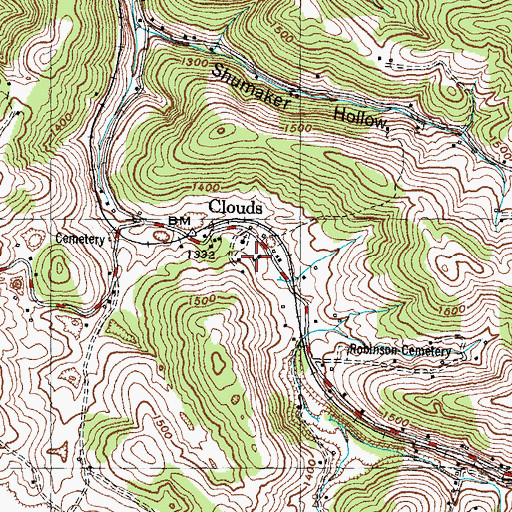 Topographic Map of Clouds School (historical), TN