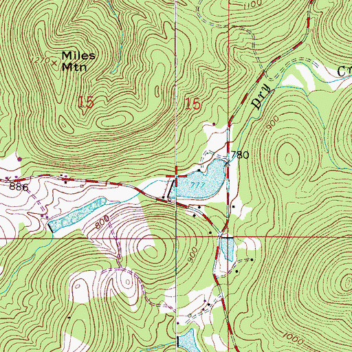 Topographic Map of Hilldale Farm Lake Dam, AL