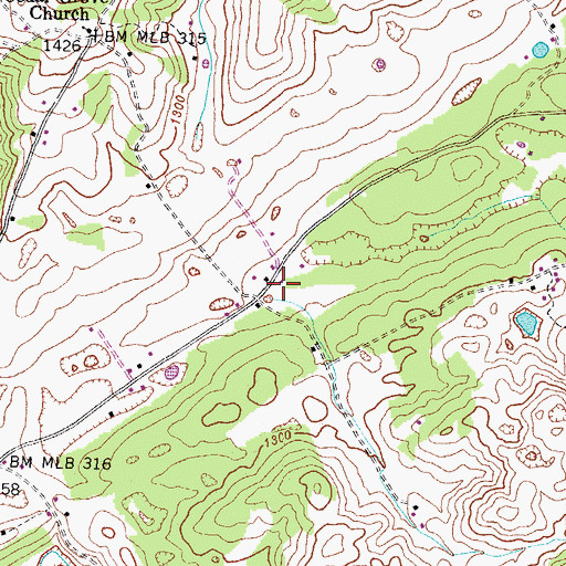 Topographic Map of Gibson Hall School (historical), TN