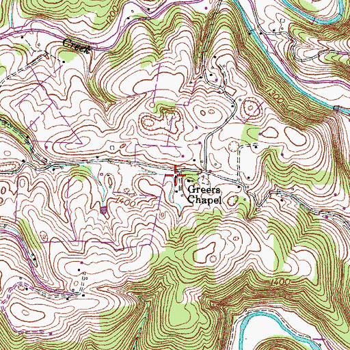 Topographic Map of Greers School (historical), TN