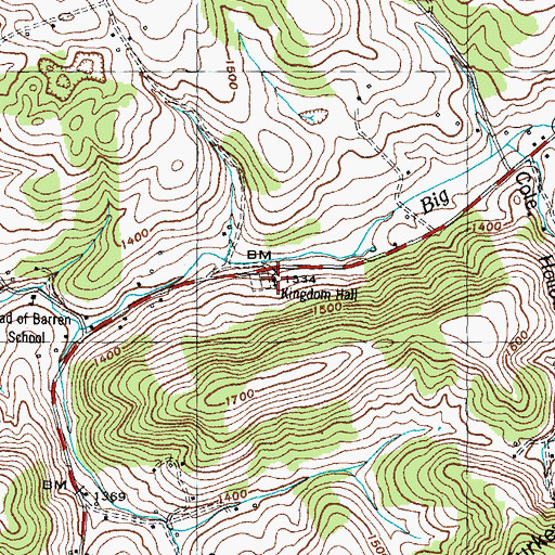 Topographic Map of Kingdom Hall, TN