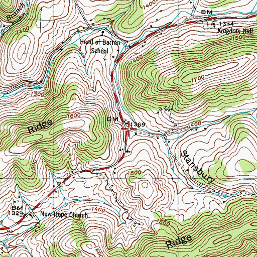 Topographic Map of Myers Store (historical), TN