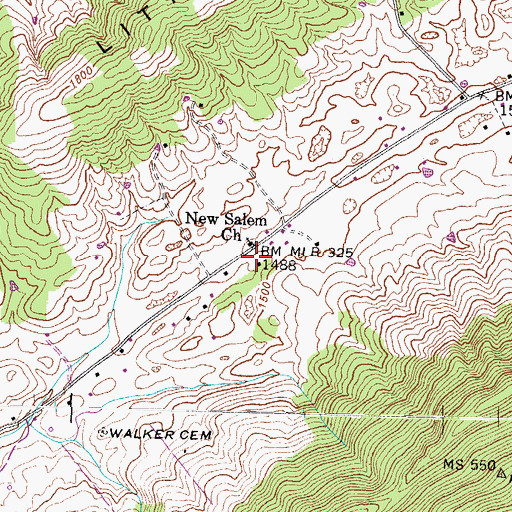 Topographic Map of New Salem School (historical), TN