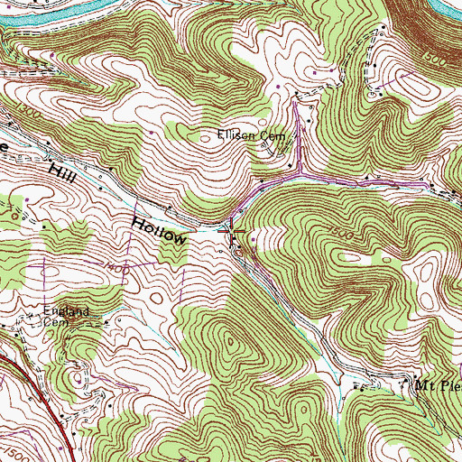 Topographic Map of Pine Hill School (historical), TN