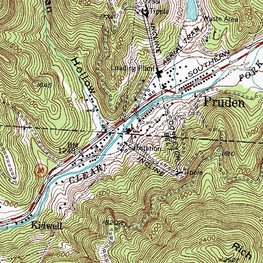 Topographic Map of Pruden School, TN